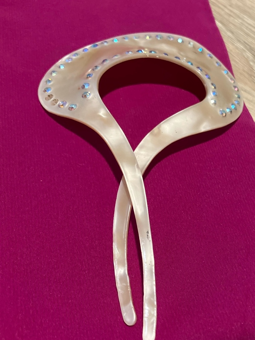 MOP Rhinestone Hair Pin- Elegant Ivory Color Hair Accessory-missing rhinestones